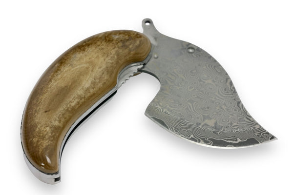 Mammoth Ivory Etched Steel Pocket Ulu