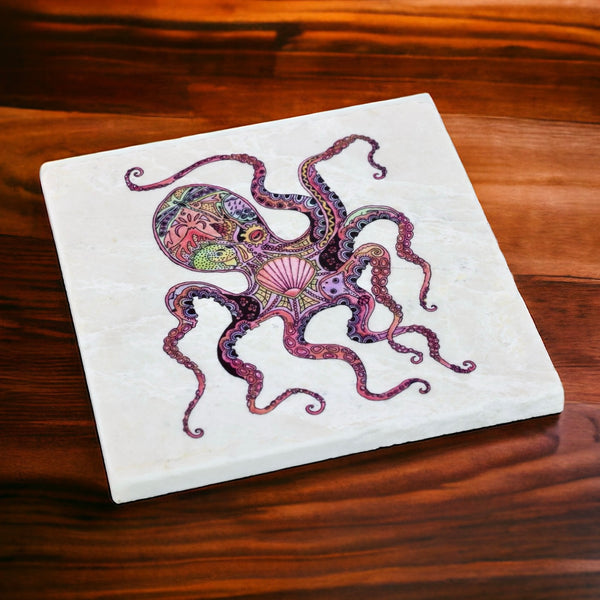 Octopus Marble Coaster or Trivet