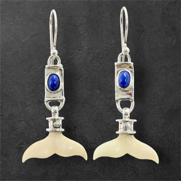 Whale Tail & Lapis Earrings