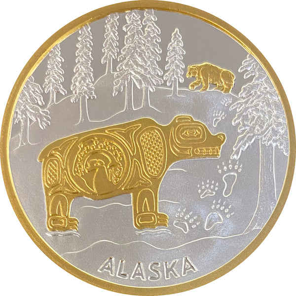 Totemic Bear Medallion w/ Gold Relief
