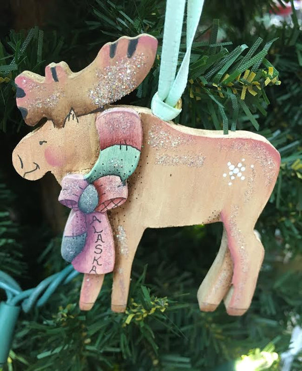 Moose with Bow Ornament