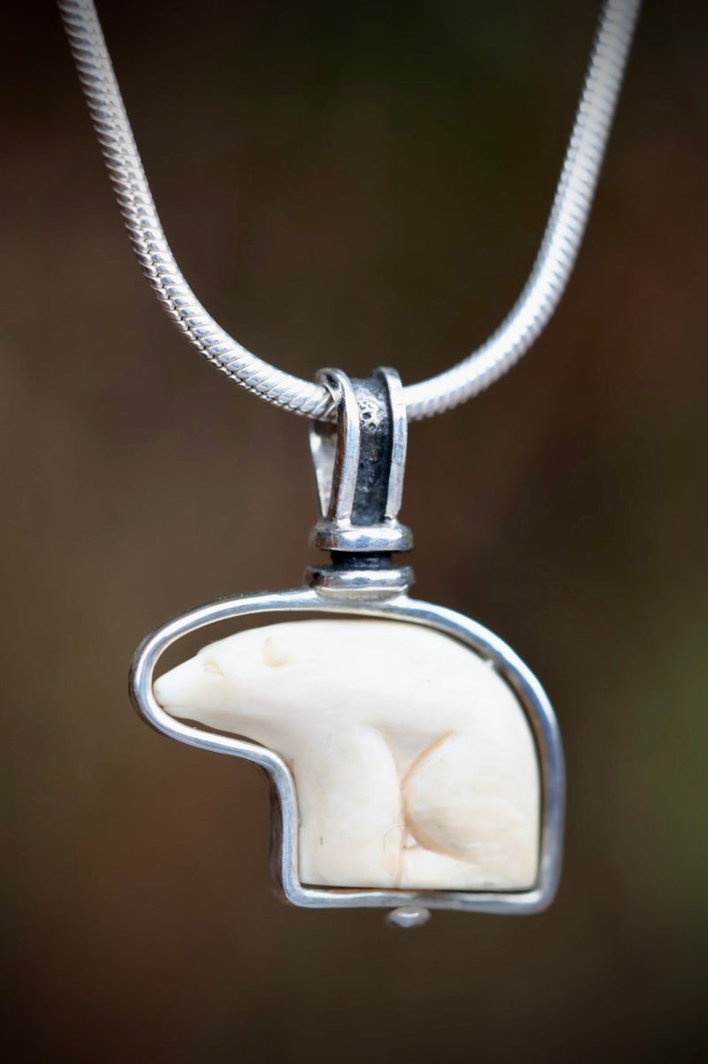 Ivory Pendant Necklace on Braided Cord – Estate Beads & Jewelry