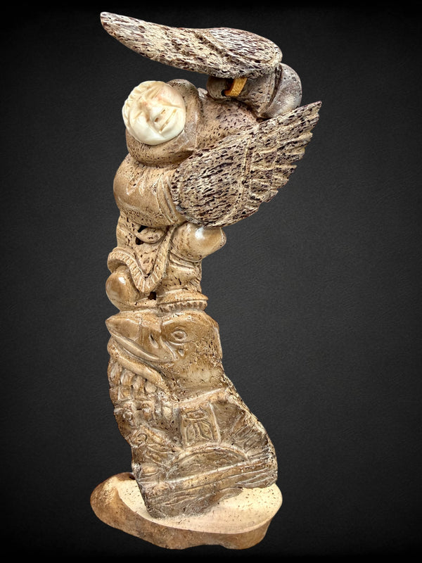 Raven Shaman Totem Carving