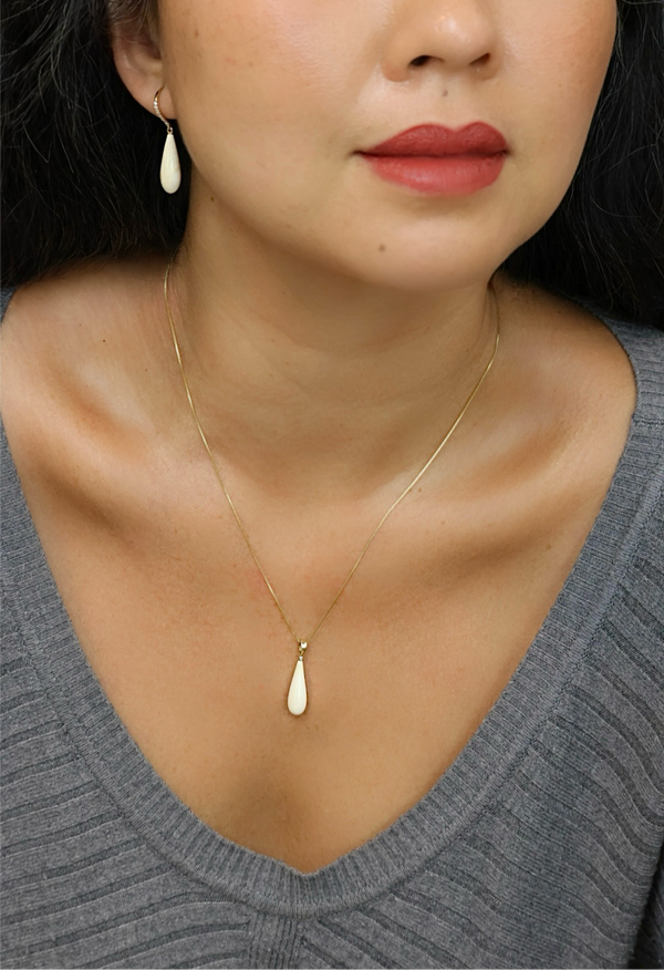 Ivory Drop Pendant w/ Diamond