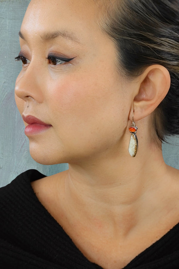 Ivory & Spiny Oyster Earrings