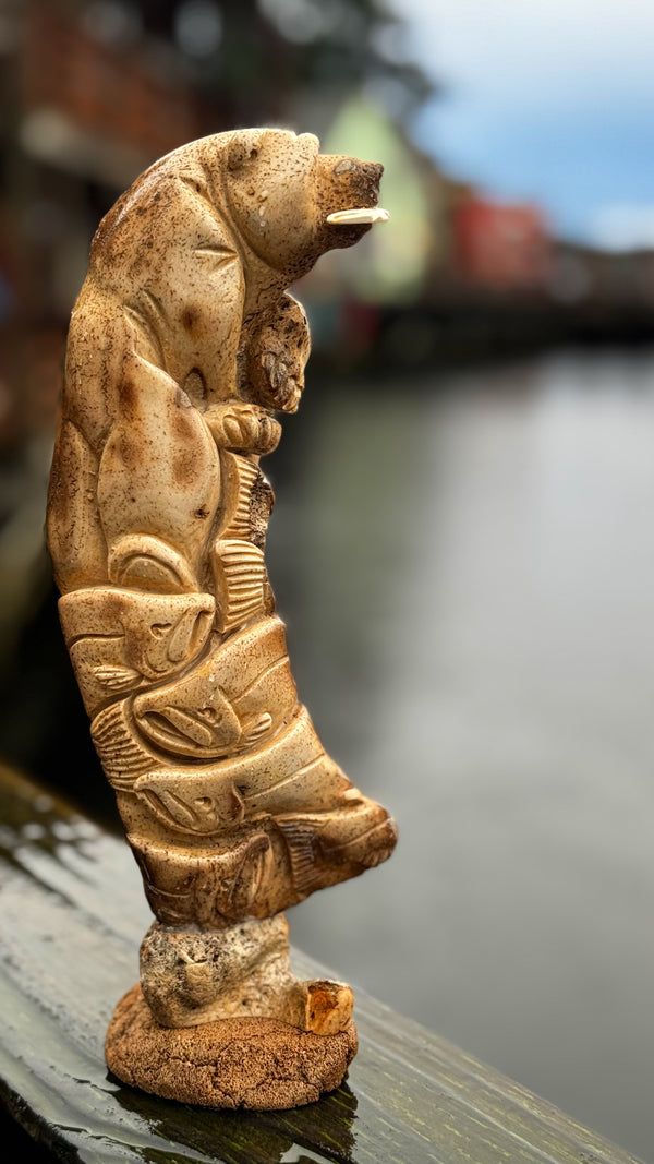 Bear & Salmon Totem Carving
