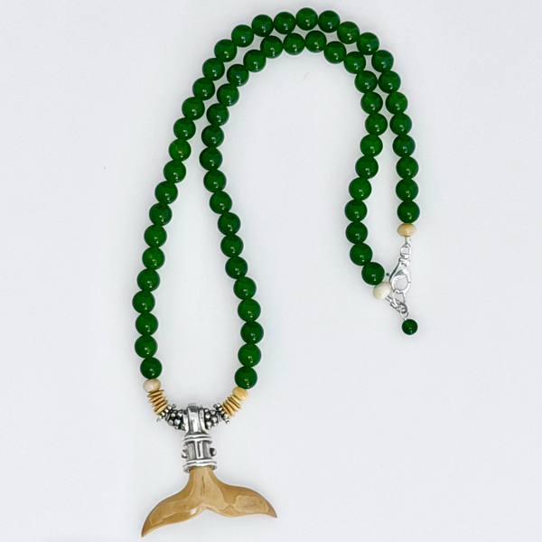 Ivory & Jade Whale Tail Necklace