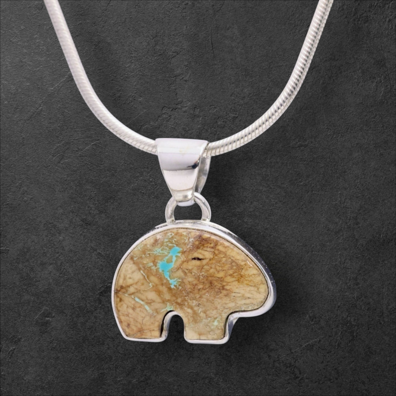 Boulder Turquoise Bear Pendant