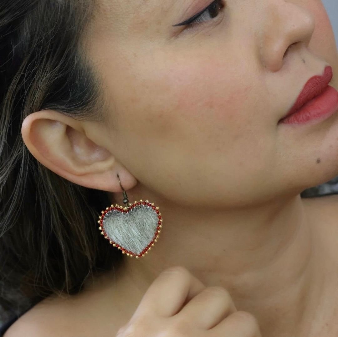 Heart Seal Skin Beaded Earrings