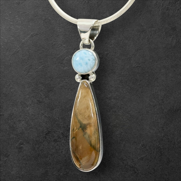 Mammoth Tooth & Larimar Pendant