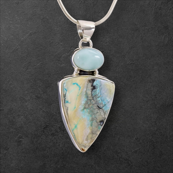 Mammoth Tooth & Larimar Pendant