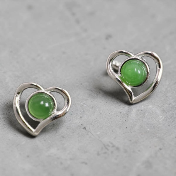 Mini Jade Heart Earrings