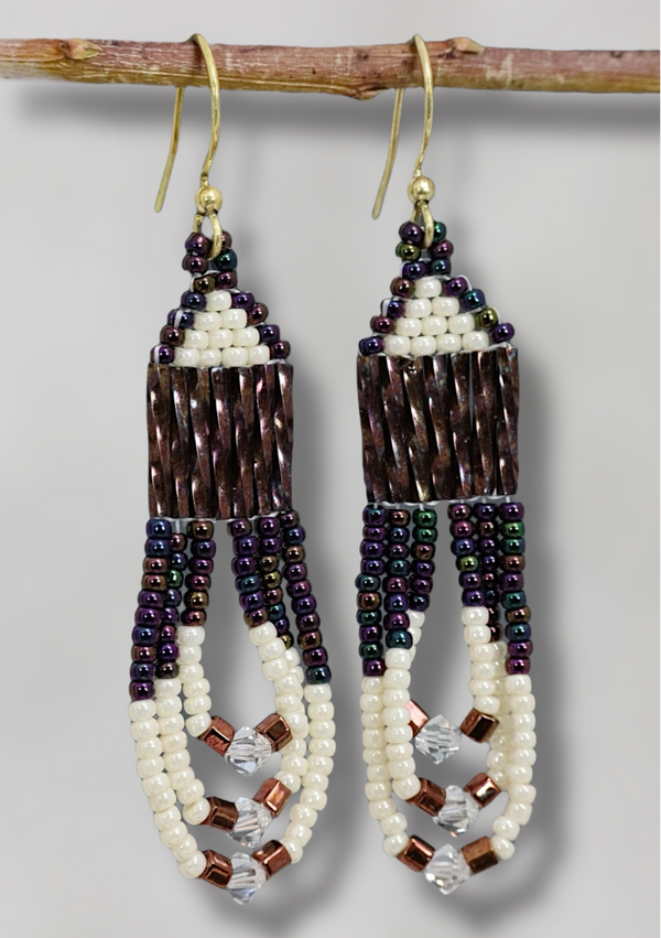 Short Beaded Glass Earrings