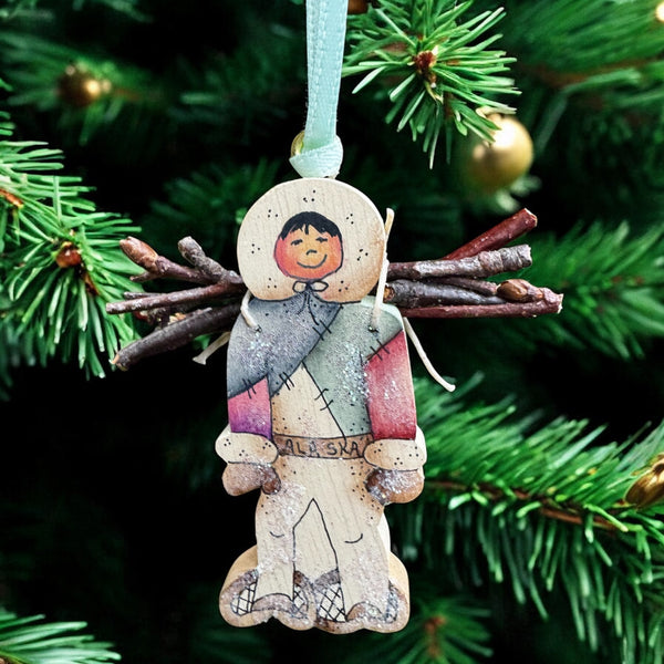Eskimo with Wood Pile Ornament