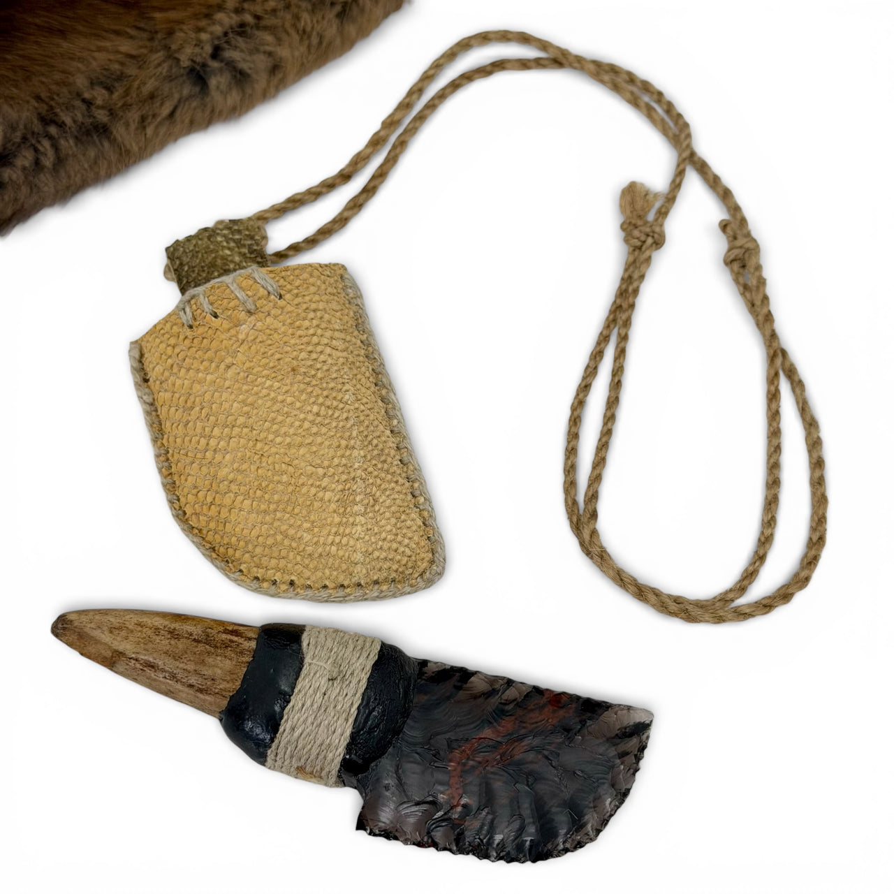 Obsidian & Antler Necklace