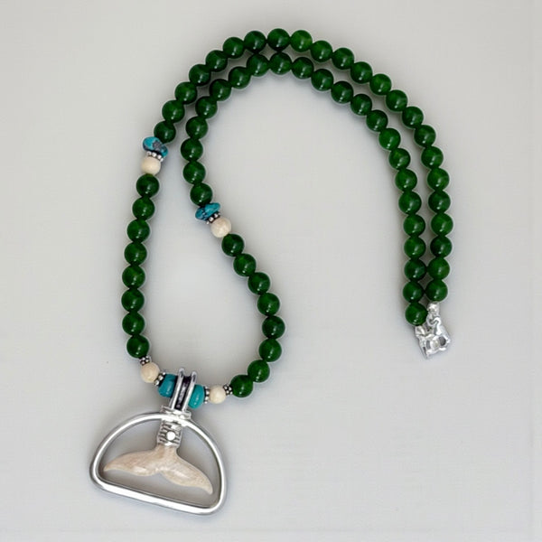 Ivory & Jade Whale Tail Necklace