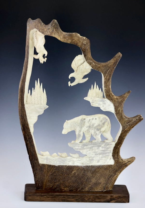 Bear & Eagle - Anlter Carving
