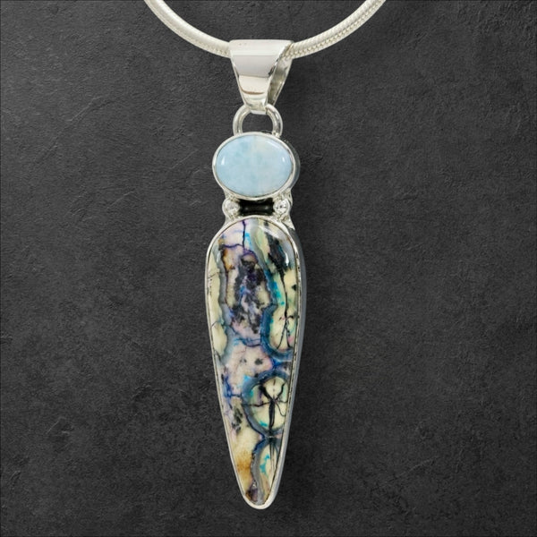 Mammoth Tooth & Larimar Pendant