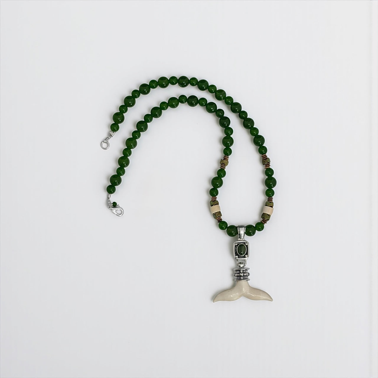 Ivory & Jade Whale Tail Necklace