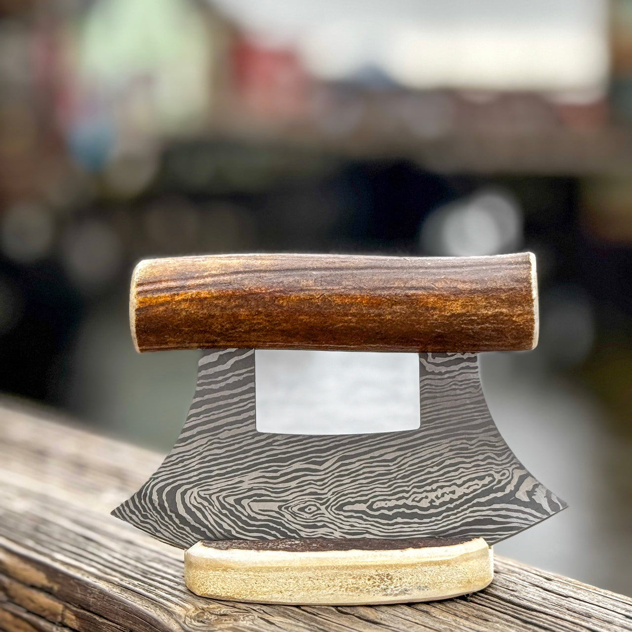 Caribou Antler & Etched Steel Ulu
