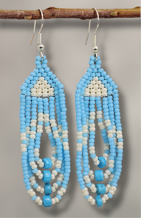 Short Beaded Glass Earrings