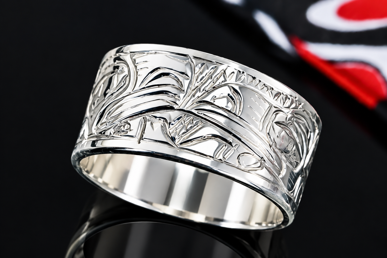 Lovebirds Silver Ring by Gene Chilton