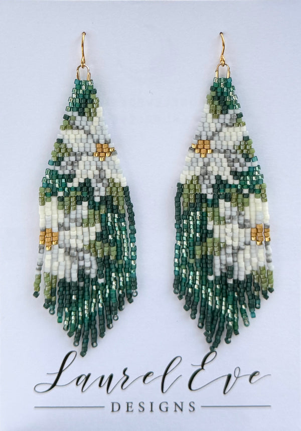 Poinsettia Fringe White Earrings