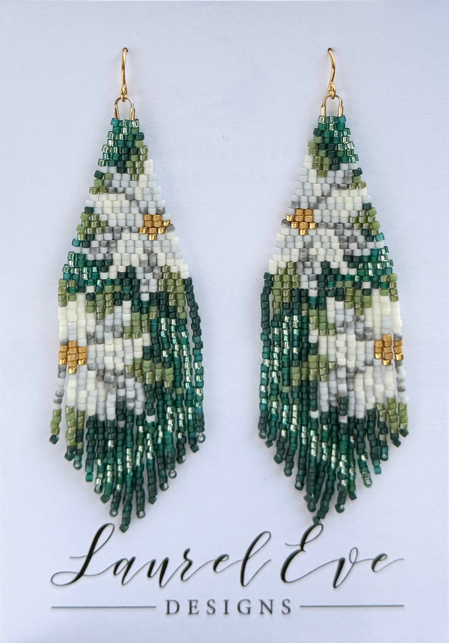 Poinsettia Fringe White Earrings