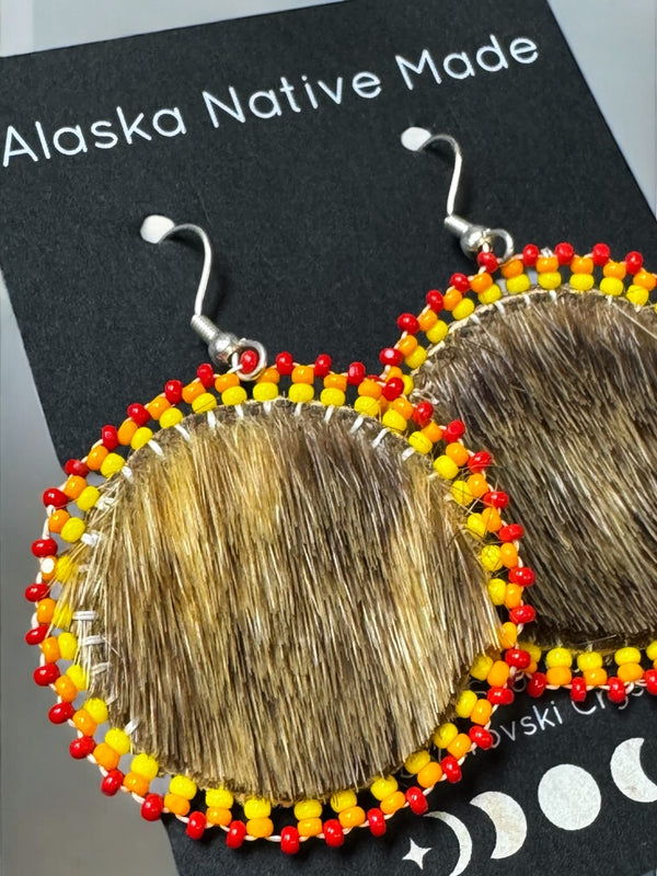 Round Seal Skin Beaded Earrings