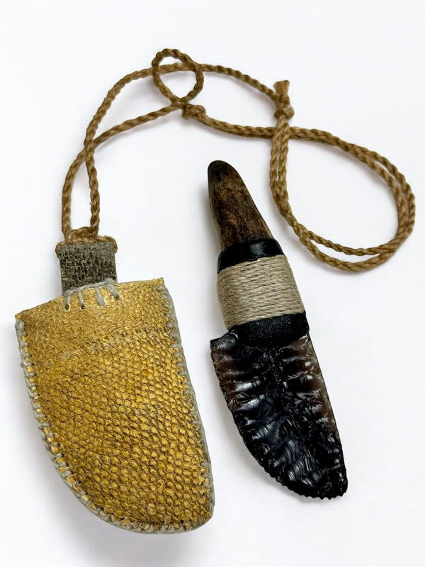 Obsidian & Antler Knife / Necklace