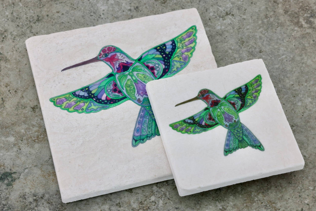 Hummingbird Marble Trivet or Coaster