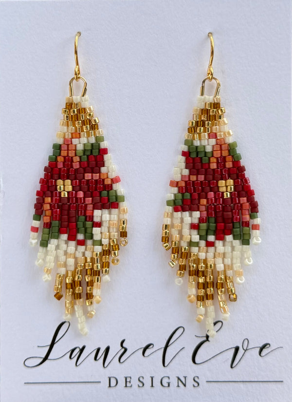 Demi Poinsettia Fringe Red Earrings