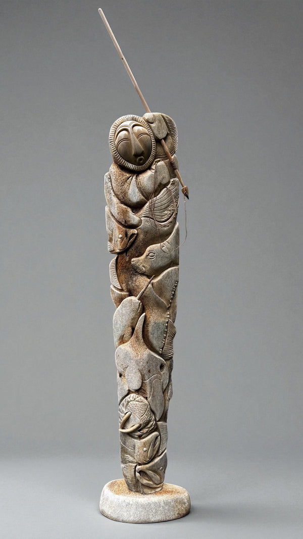 Sea Life & Hunter Whalebone Carving