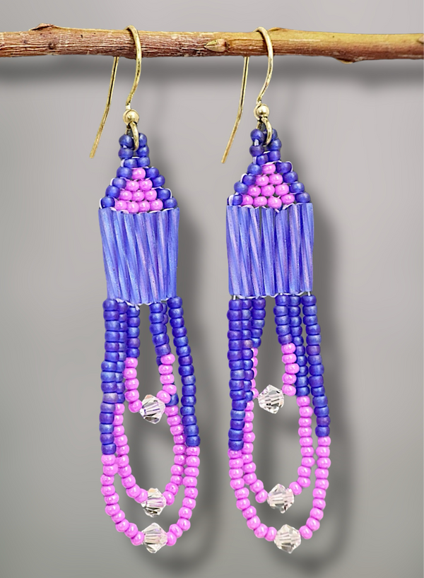 Short Beaded Glass Earrings