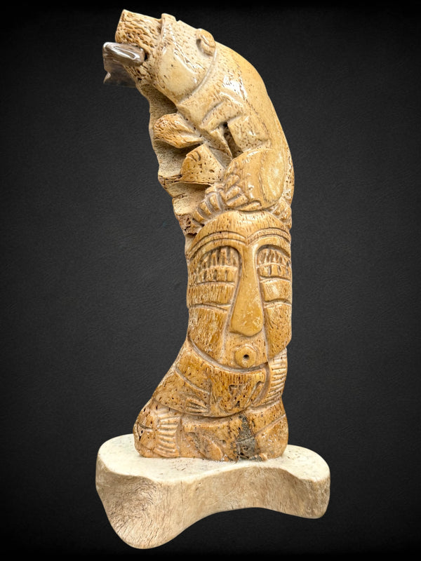 Bear & Salmon Jawbone Carving