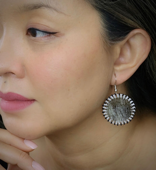 Round Seal Skin Beaded Earrings