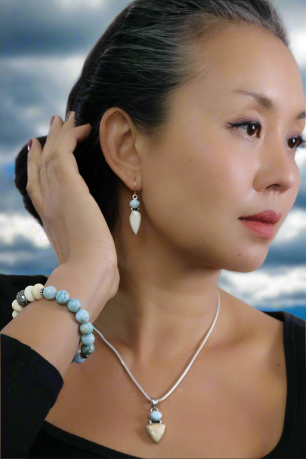 Ivory & Larimar Earrings