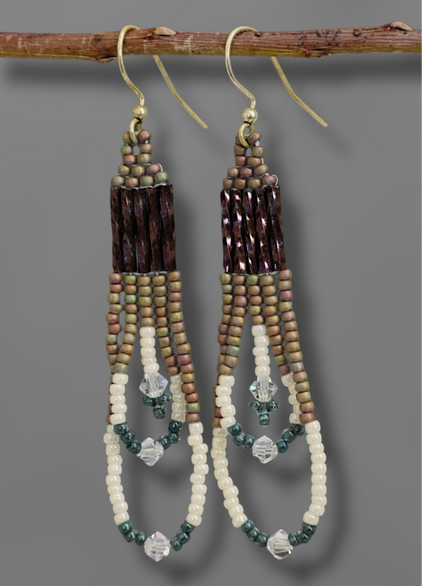 Short Beaded Glass Earrings