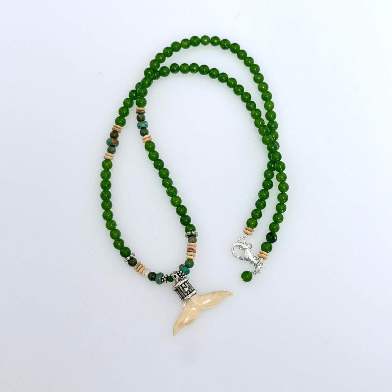 Ivory & Jade Whale Tail Necklace