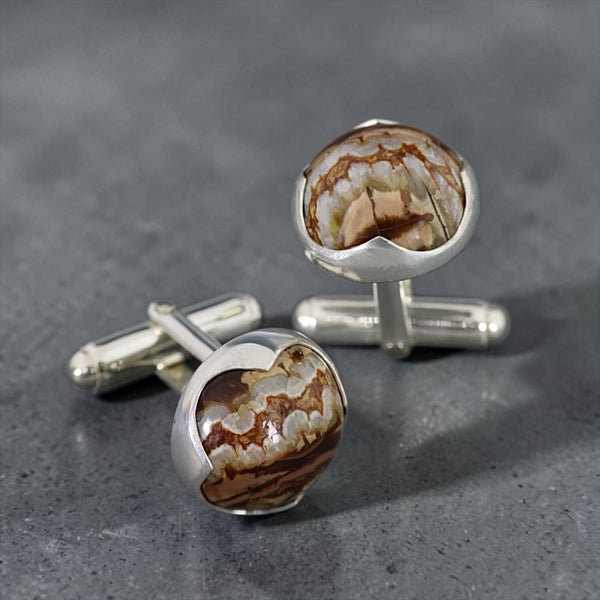 Round Mammoth Tooth Cuff Links