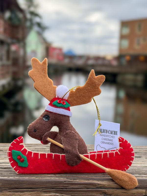Moose in Canoe Ornament