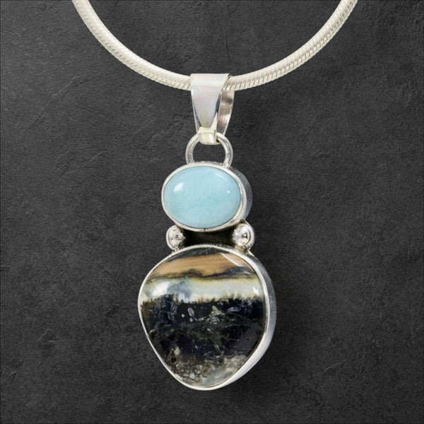 Mammoth Tooth & Larimar Pendant