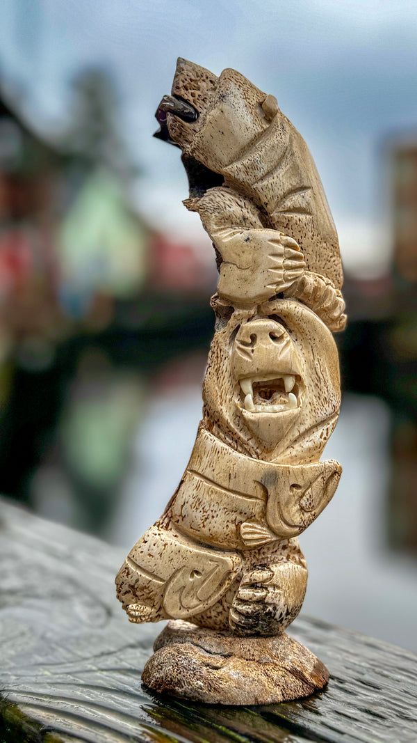 Bear & Salmon Jawbone Carving