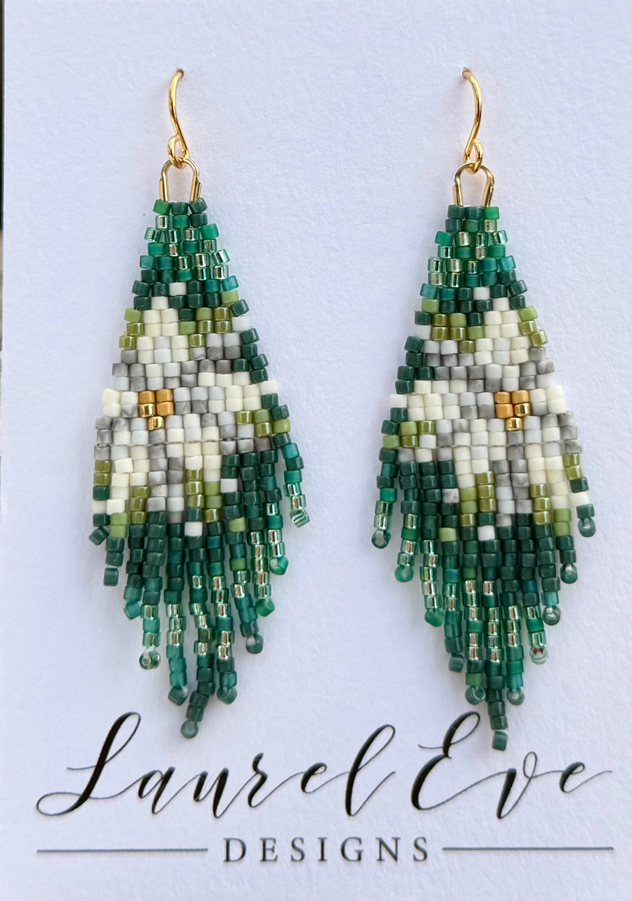 Demi Poinsettia Fringe White Earrings