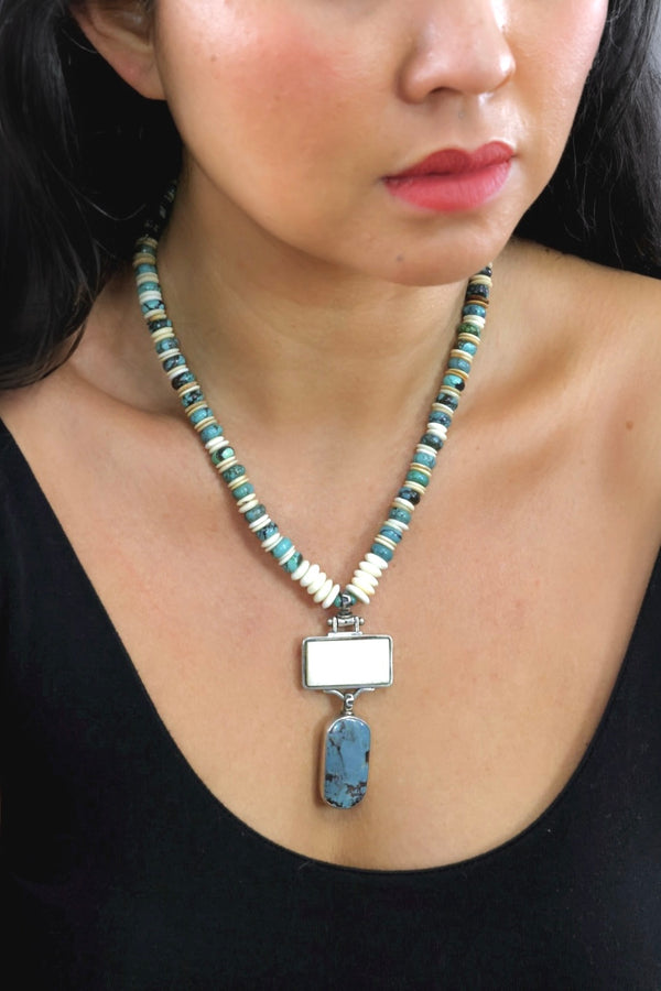 Ivory & Turquoise Necklace 18"