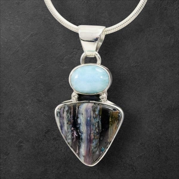 Mammoth Tooth & Larimar Pendant