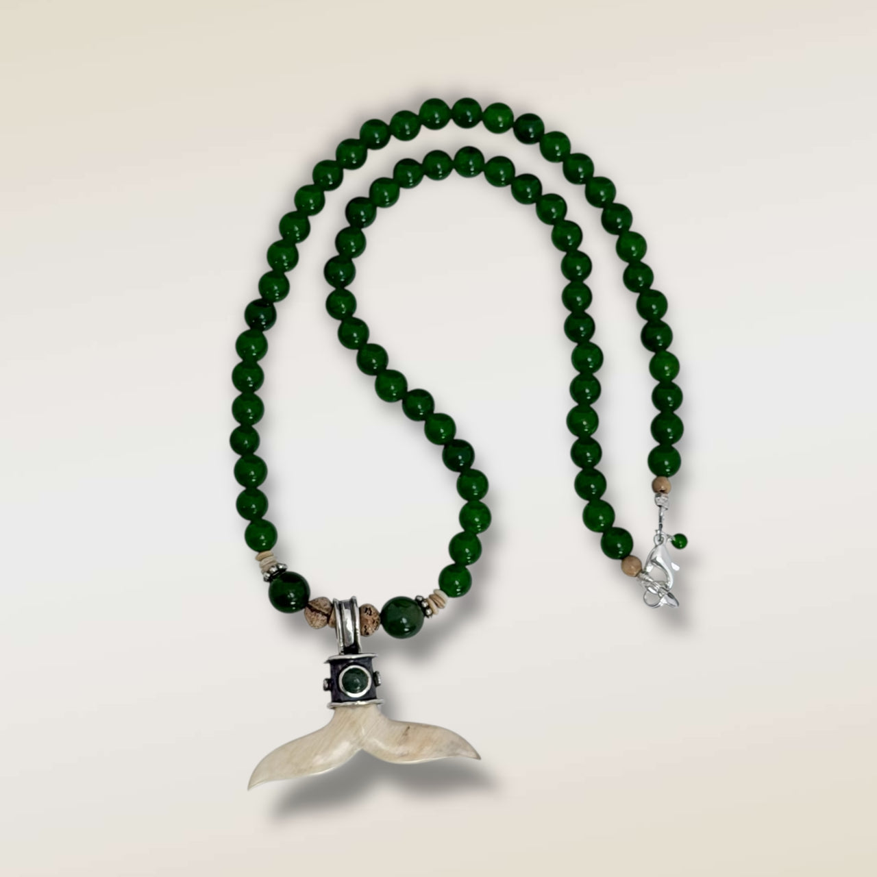 Ivory & Jade Whale Tail Necklace