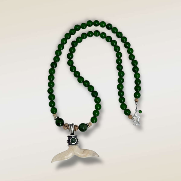 Ivory & Jade Whale Tail Necklace