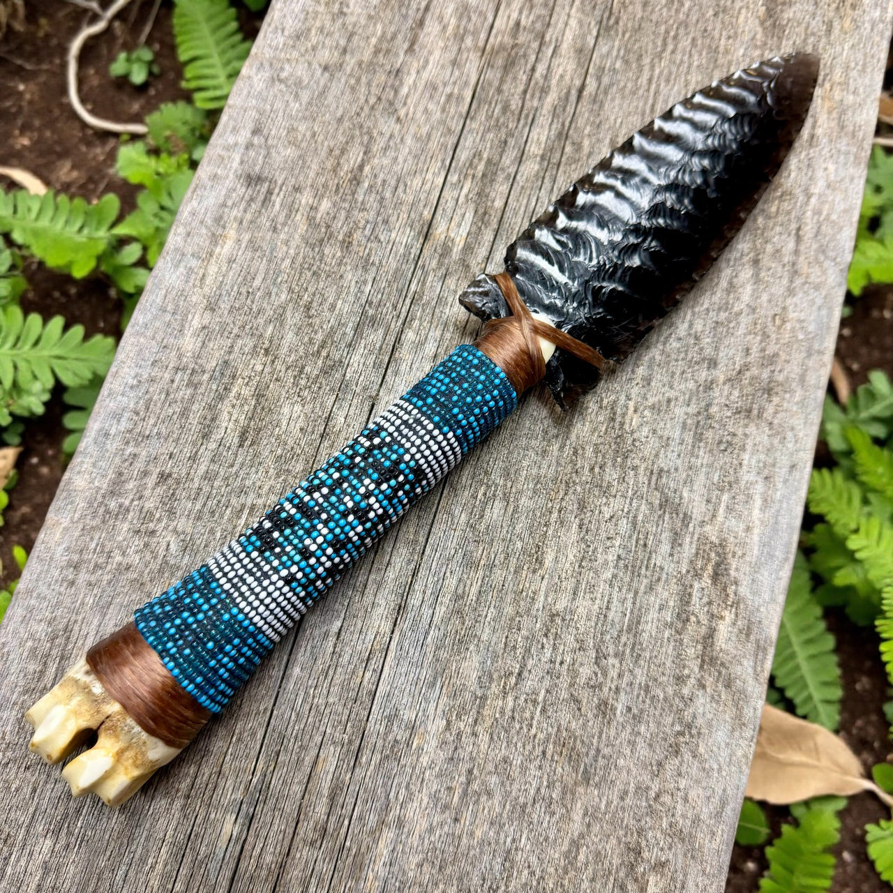 Beaded Obsidian & Bone