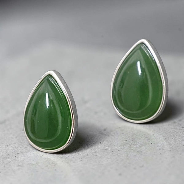 Jade Tear Drop Post Earrings